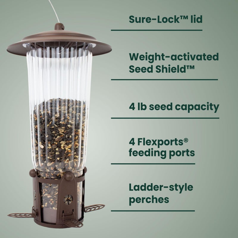 Perky-Pet 334-1SR Squirrel-Be-Gone Max Large Wild Bird Feeder with Flexports, Squirrel Proof Bird Feeder with Weight-Activated Perches - 4LB Seed Capacity - Image 3